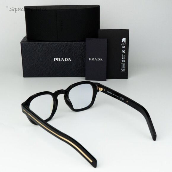 Prada Men Eyeglasses Black Clear Square PRA16S 16K60K NEW AUTHENTIC - Picture 9 of 9